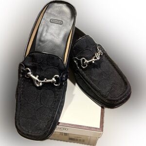 Coach Black Mules with Silver Accent Buckle sz 7